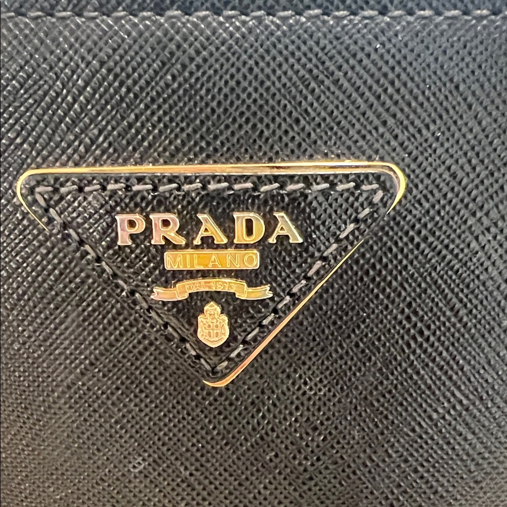 Prada Black Leather Satchel with Gold Accents - Picture 4 of 10